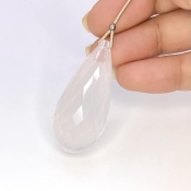  98.30 Cts. Ice Quartz 42.5mm Briolette Drop Shape AAA Grade Loose Gemstone Bead - Total 1 Pc.