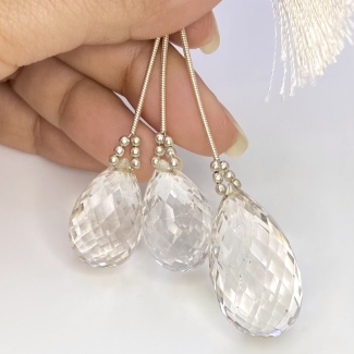  124.75 Cts. Feldspar 23-31mm Briolette Drop Shape AAA Grade Matched Gemstone Beads Set - Total 3 Pcs.