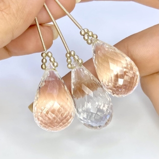  127 Cts. Feldspar 27-30mm Briolette Drop Shape AAA Grade Matched Gemstone Beads Set - Total 3 Pcs.