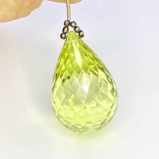  132 Cts. Lemon Quartz 39mm Briolette Drop Shape AAA Grade Loose Gemstone Bead - Total 1 Pc.