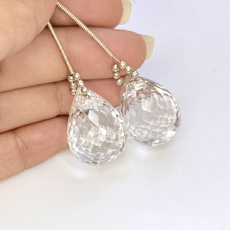  91.85 Cts. Feldspar 23-24mm Briolette Drop Shape AAA Grade Matched Gemstone Beads Set - Total 3 Pcs.