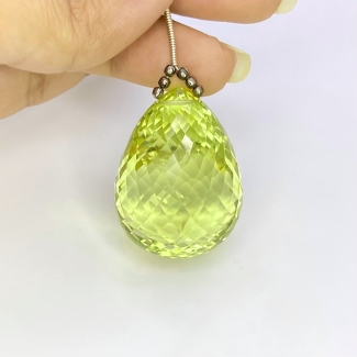  154.6 Cts. Lemon Quartz 36mm Briolette Drop Shape AAA Grade Loose Gemstone Bead - Total 1 Pc.