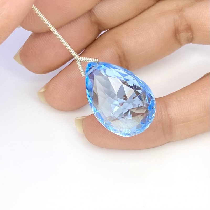 Sky Blue Topaz Briolette Pear Shape Gemstone Loose Beads - 22x15mm - 1 Pc. - 31.60 Cts.