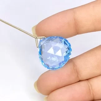 Sky Blue Topaz Briolette Heart Shape Gemstone Loose Beads - 19x19.5mm - 1 Pc. - 37.60 Cts.