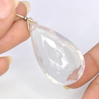  70.8 Carat Ice Quartz 42mm Briolette Pear Shape AA Grade Loose Gemstone Bead - Total 1 Pc.
