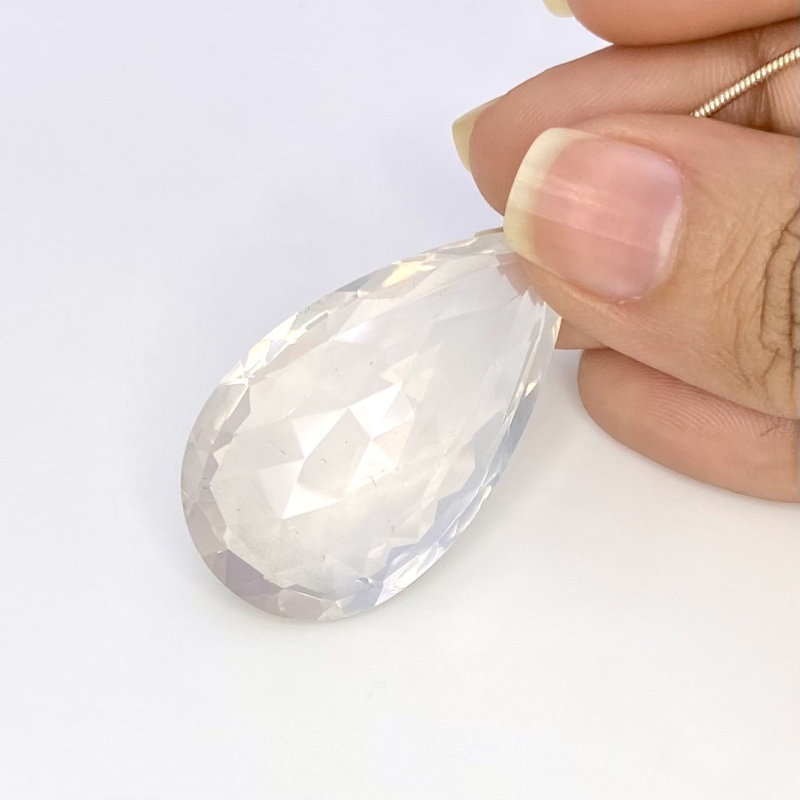  64.9 Carat Ice Quartz 40mm Briolette Pear Shape AA Grade Loose Gemstone Bead - Total 1 Pc.