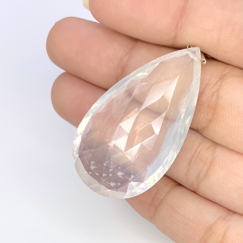  64.9 Carat Ice Quartz 40mm Briolette Pear Shape AA Grade Loose Gemstone Bead - Total 1 Pc.