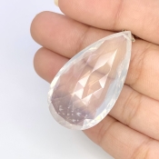  64.9 Carat Ice Quartz 40mm Briolette Pear Shape AA Grade Loose Gemstone Bead - Total 1 Pc.