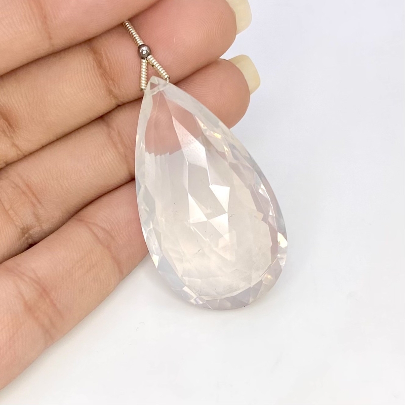  64.9 Carat Ice Quartz 40mm Briolette Pear Shape AA Grade Loose Gemstone Bead - Total 1 Pc.