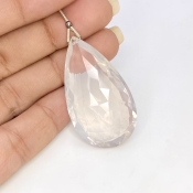  64.9 Carat Ice Quartz 40mm Briolette Pear Shape AA Grade Loose Gemstone Bead - Total 1 Pc.