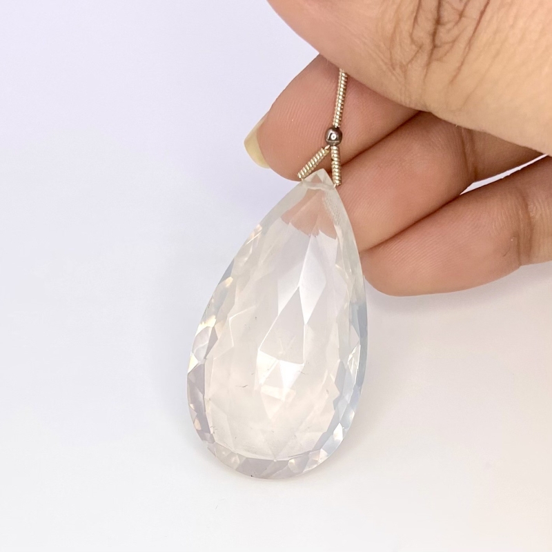  64.9 Carat Ice Quartz 40mm Briolette Pear Shape AA Grade Loose Gemstone Bead - Total 1 Pc.