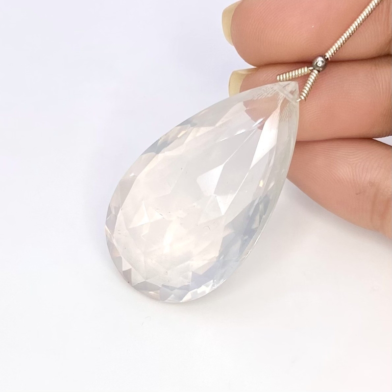  64.9 Carat Ice Quartz 40mm Briolette Pear Shape AA Grade Loose Gemstone Bead - Total 1 Pc.