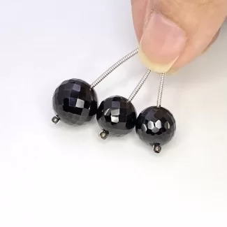 Black Spinel  Round Shape Gemstone Beads Set - 10-11.5mm - 3 Pc. - 38.6 Carat