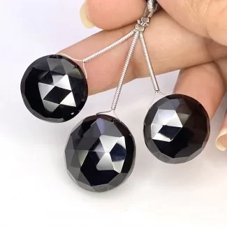 Black Spinel  Round Shape AAA Grade Gemstone Beads Set - 17-20mm - 3 Pc. - 96.9 Carat