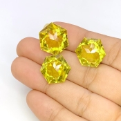 30.30 Cts. Lemon Quartz 14-14.5mm Fancy Cut Hexagon Shape AAA Grade Matched Gemstones Set - Total 3 Pcs.