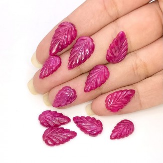 Ruby Carved Leaf Shape AA+ Grade Gemstone Carving Parcel - 14x8.5-18x10mm - 11 Pc. - 50.50 Cts.