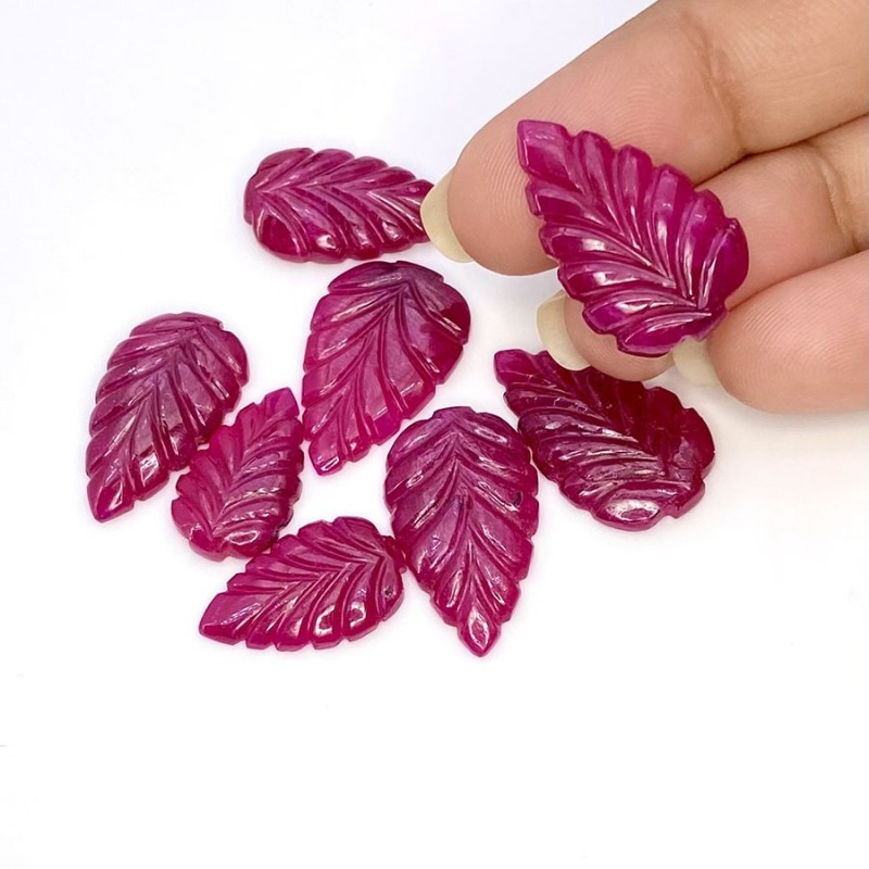 Ruby Carved Leaf Shape AA+ Grade Gemstone Carving Parcel - 17.5-22.5mm - 8 Pc. - 72.41 Cts.