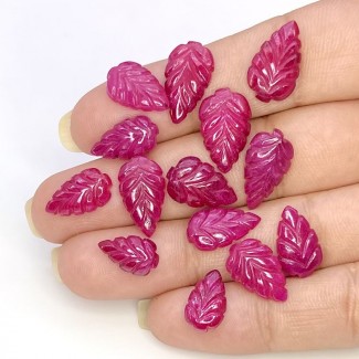 Ruby Carved Leaf Shape AA+ Grade Gemstone Carving Parcel - 11.5x7-15.5x8.5mm - 14 Pc. - 50.95 Cts.