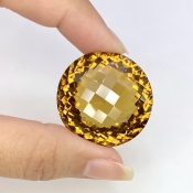  78.65 Cts. Whisky Quartz 30mm Checkerboard Round Shape AAA+ Grade Loose Gemstone - Total 1 Pc.