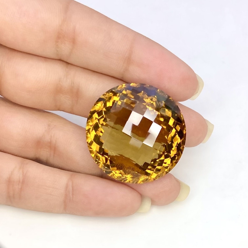  78.65 Cts. Whisky Quartz 30mm Checkerboard Round Shape AAA+ Grade Loose Gemstone - Total 1 Pc.