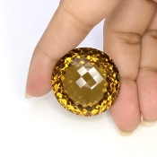  78.65 Cts. Whisky Quartz 30mm Checkerboard Round Shape AAA+ Grade Loose Gemstone - Total 1 Pc.