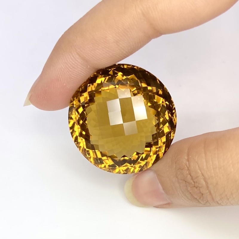  78.65 Cts. Whisky Quartz 30mm Checkerboard Round Shape AAA+ Grade Loose Gemstone - Total 1 Pc.