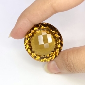  78.65 Cts. Whisky Quartz 30mm Checkerboard Round Shape AAA+ Grade Loose Gemstone - Total 1 Pc.