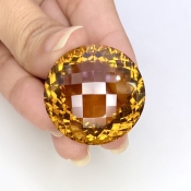  78.65 Cts. Whisky Quartz 30mm Checkerboard Round Shape AAA+ Grade Loose Gemstone - Total 1 Pc.