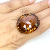  72.15 Cts. Whisky Quartz 31x26mm Checkerboard Oval Shape AAA+ Grade Loose Gemstone - Total 1 Pc.