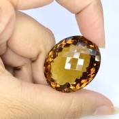  72.15 Cts. Whisky Quartz 31x26mm Checkerboard Oval Shape AAA+ Grade Loose Gemstone - Total 1 Pc.