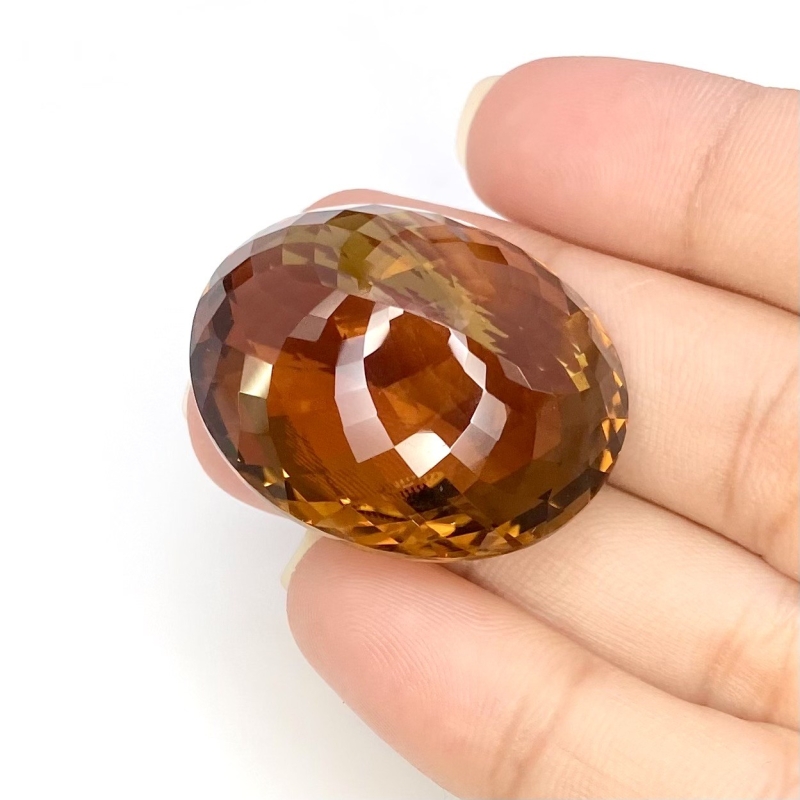  72.15 Cts. Whisky Quartz 31x26mm Checkerboard Oval Shape AAA+ Grade Loose Gemstone - Total 1 Pc.