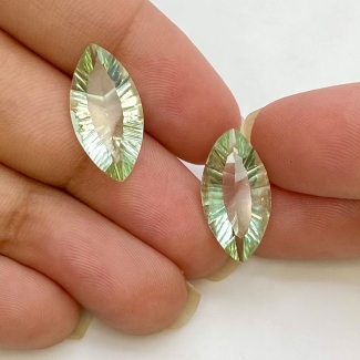  11.4 Cts. Green Fluorite 18x9mm Concave Cut Marquise Shape AAA Grade Matched Gemstones Pair - Total 2 Pcs.