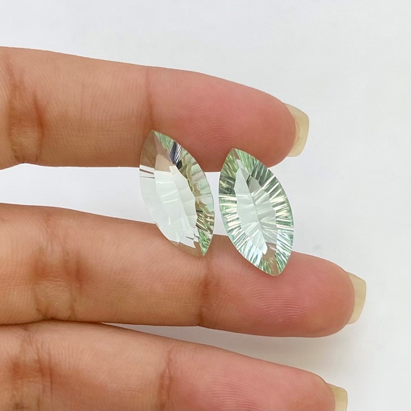  14.2 Cts. Green Fluorite 20x10mm Concave Cut Marquise Shape AAA Grade Matched Gemstones Pair - Total 2 Pcs.