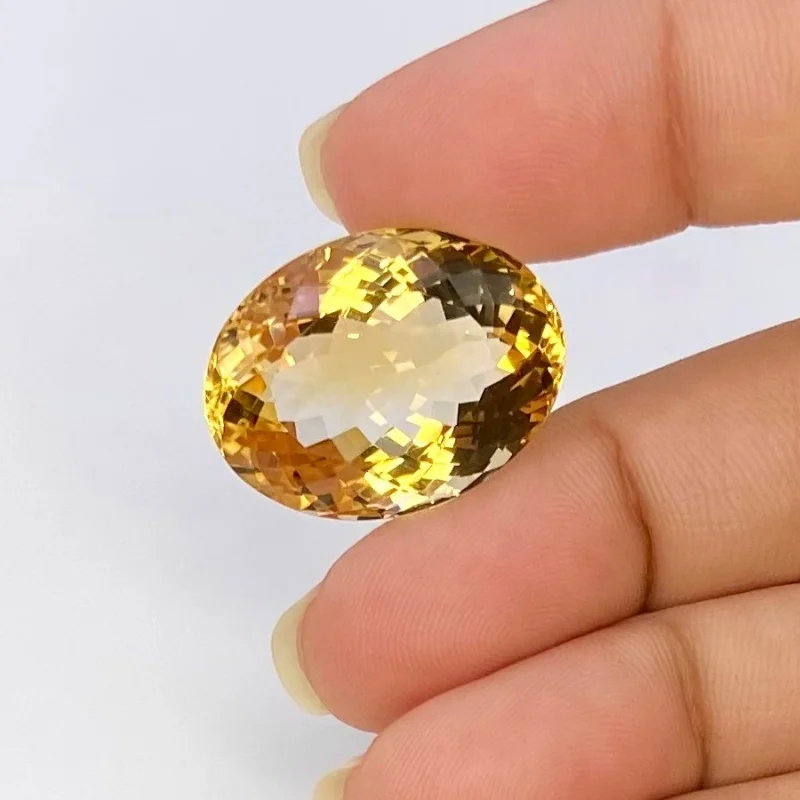 28.48 Cts. Citrine 23x17mm Faceted Oval Shape AA Grade Loose Gemstone - Total 1 Pc.
