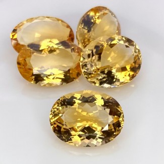 58.40 Cts. Citrine 18x13mm Faceted Oval Shape AA+ Grade Gemstones Parcel - Total 5 Pcs.