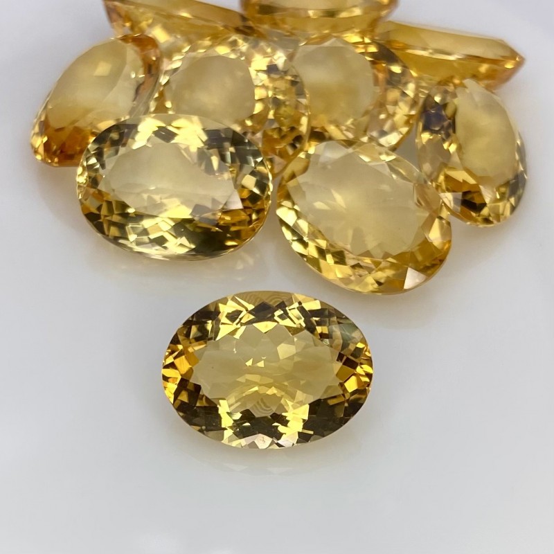 81.15 Cts. Citrine 16x12mm Faceted Oval Shape AA+ Grade Gemstones Parcel - Total 10 Pcs.