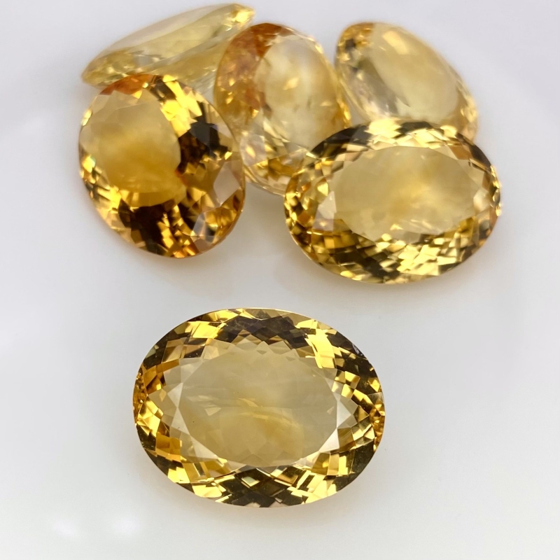 102.20 Cts. Citrine 21x16mm Faceted Oval Shape AA+ Grade Gemstones Parcel - Total 6 Pcs.