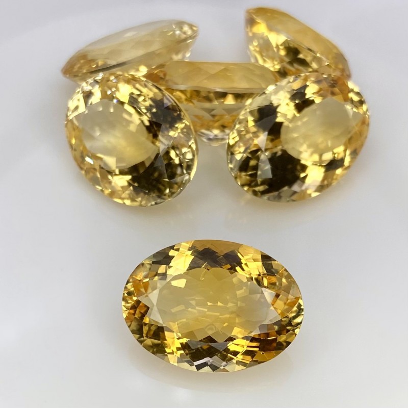 114.10 Cts. Citrine 21x16mm Faceted Oval Shape AA+ Grade Gemstones Parcel - Total 6 Pcs.