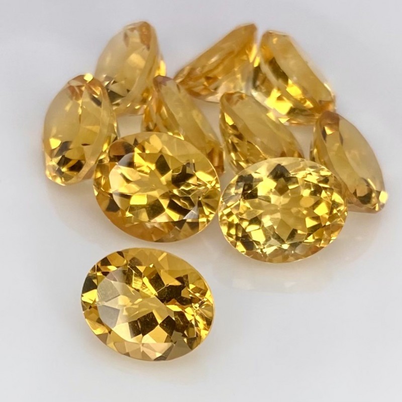 Citrine Faceted Oval Shape Gemstone Parcel - 11x9mm - 10 Pc. - 34.95 Cts.