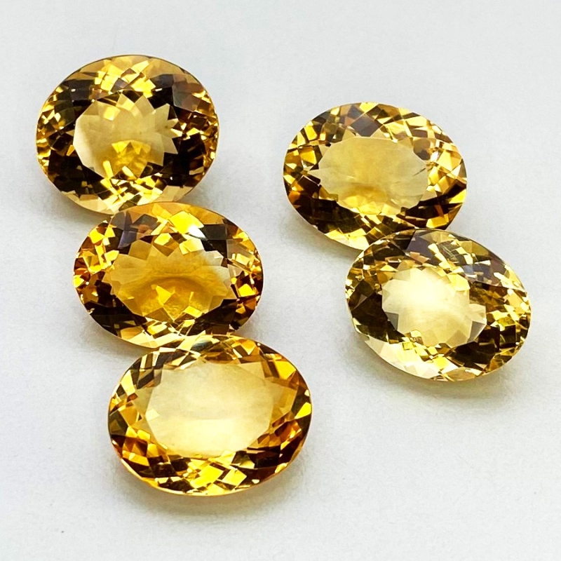41.40 Cts. Citrine 15x12mm Faceted Oval Shape AA+ Grade Gemstones Parcel - Total 5 Pcs.