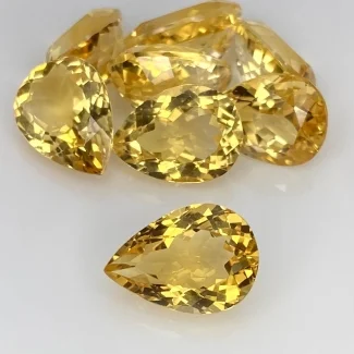 43.50 Cts. Citrine 14x10mm Faceted Pear Shape AA Grade Gemstones Parcel - Total 8 Pcs.