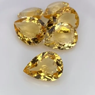 41.90 Cts. Citrine 16x12mm Faceted Pear Shape AA Grade Gemstones Parcel - Total 6 Pcs.