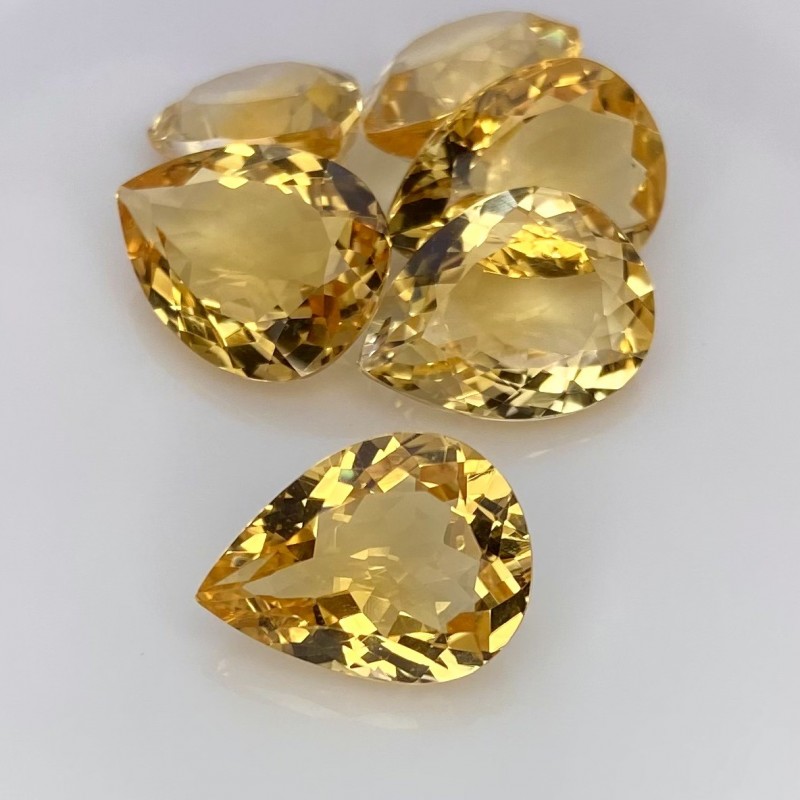 Citrine Faceted Pear Shape Gemstone Parcel - 16x12mm - 6 Pc. - 41.90 Cts.