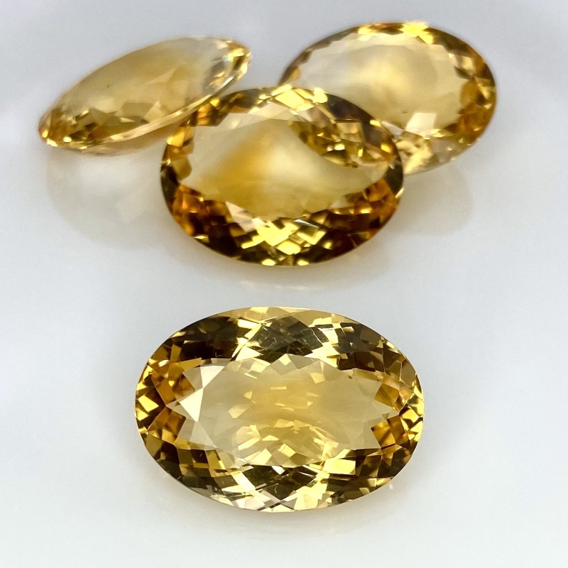 46.95 Cts. Citrine 19x14mm Faceted Oval Shape AA+ Grade Gemstones Parcel - Total 4 Pcs.