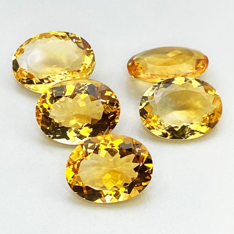 46.75 Cts. Citrine 17x13mm Faceted Oval Shape AA+ Grade Gemstones Parcel - Total 5 Pcs.