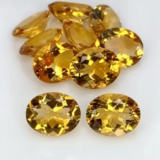 21.65 Cts. Citrine 10X8mm Faceted Oval Shape AAA Grade Gemstones Parcel - Total 10 Pcs.