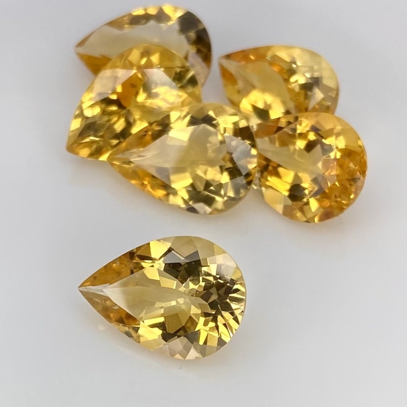 23.85 Cts. Citrine 14x10mm Faceted Pear Shape AA Grade Gemstones Parcel - Total 6 Pcs.
