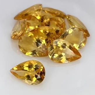 27.65 Cts. Citrine 12x8mm Faceted Pear Shape AAA Grade Gemstones Parcel - Total 11 Pcs.