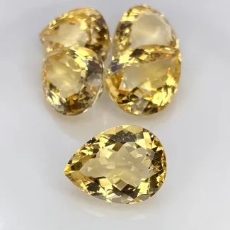 40.90 Cts. Citrine 16x12mm Faceted Pear Shape AA Grade Gemstones Parcel - Total 5 Pcs.