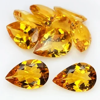 26.10 Cts. Citrine 13x9mm Faceted Pear Shape AAA Grade Gemstones Parcel - Total 9 Pcs.